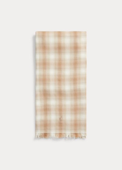 Bufandas Polo Ralph Lauren Mujer Beige - Cotton-Blend Plaid - INFGU9743